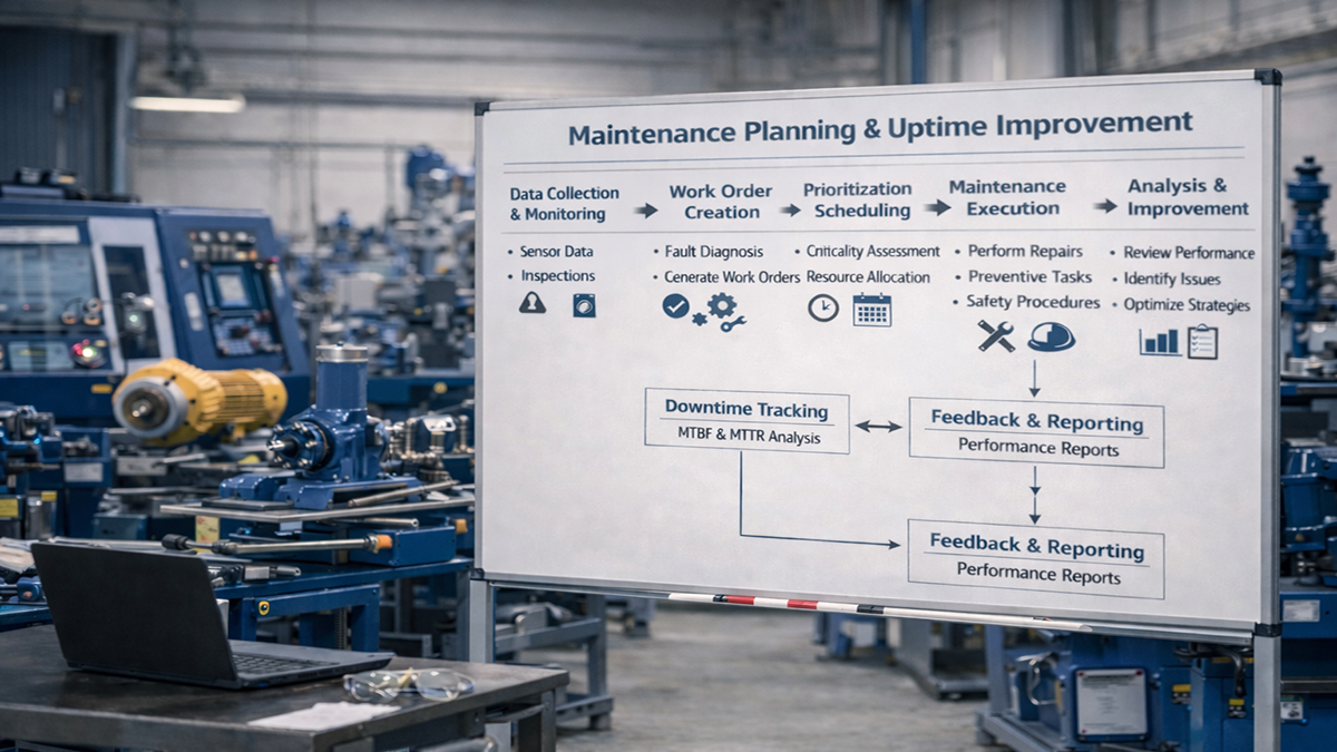 Maintenance planning and uptime improvement workflow